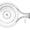 Weklice - rondel brązowy ze stemplem wytwórcy na uchwycie TALIO. F. (Talio fecit)